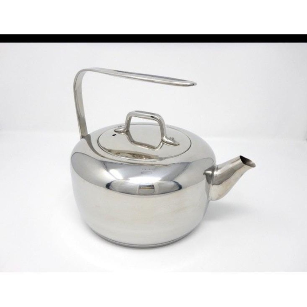 Vtg Lagostina Stainless Steel Stovetop Tea Kettle Dramatic Architecural Handle